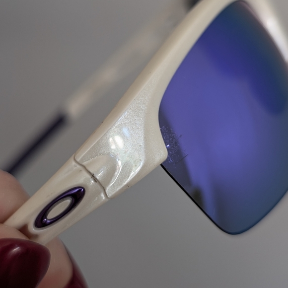 Oakley | RPM Squared Sunglasses, White Half Rim Frame, Purple Lenses - Picture 10 of 14